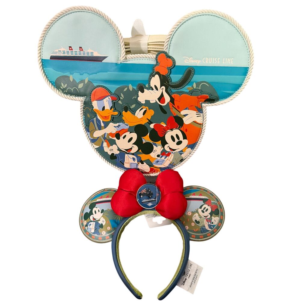 Loungefly Disney Cruise Line Mickey & gang Australia Crossbody with Ears NWT